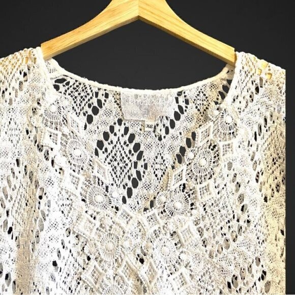 Temptation Positano White Crochet Corona Kaftan top, New without tag, Size xS - Picture 7 of 12